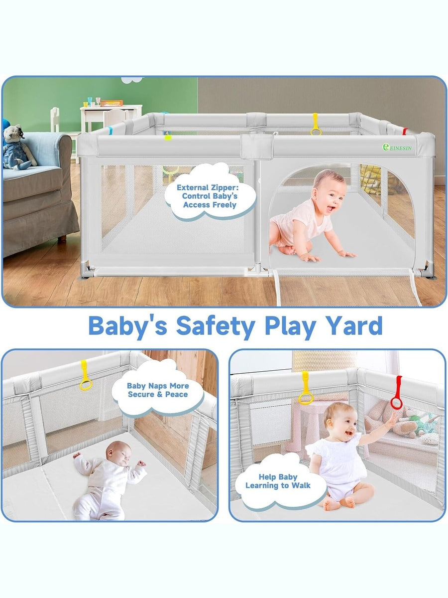Baby Playpen for Babies and Toddlers Safety Playard with Anti-Collision Foam Einesin Mama's Joy