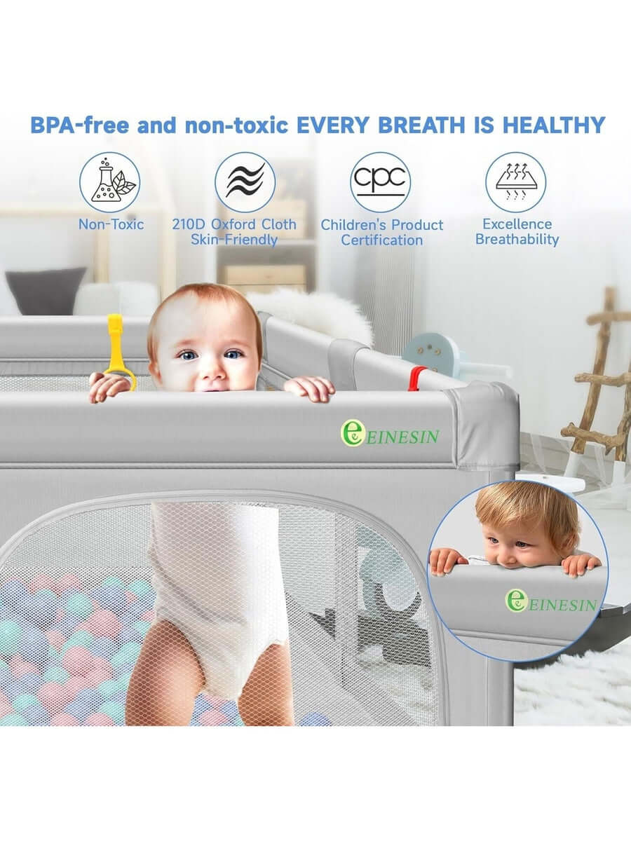Baby Playpen for Babies and Toddlers Safety Playard with Anti-Collision Foam Einesin Mama's Joy