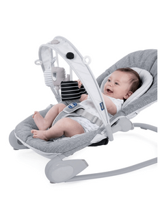 Chicco Hoopla Baby Bouncer – Grey | Adjustable Recline, Toy Bar, Folds Flat | Birth to 18kg Chicco Mama's Joy