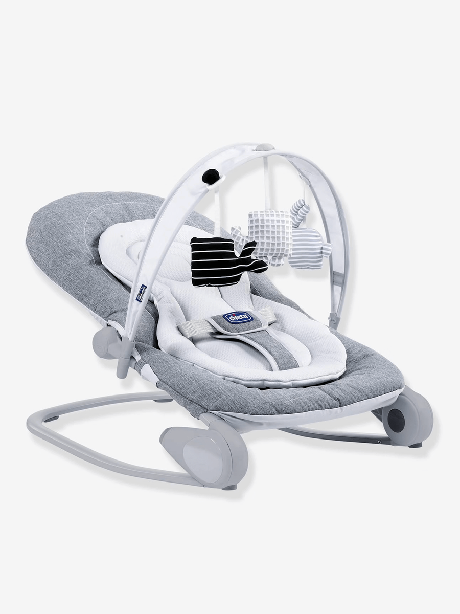 Chicco Hoopla Baby Bouncer – Grey | Adjustable Recline, Toy Bar, Folds Flat | Birth to 18kg Chicco Mama's Joy