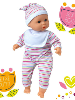 Dollsworld Baby Babble 38cm Soft Bodied Doll with 16 Baby Sounds & Sleeping Eyes - Ideal for Toddlers 18+ Months John Adams Mama's Joy