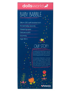 Dollsworld Baby Babble 38cm Soft Bodied Doll with 16 Baby Sounds & Sleeping Eyes - Ideal for Toddlers 18+ Months John Adams Mama's Joy