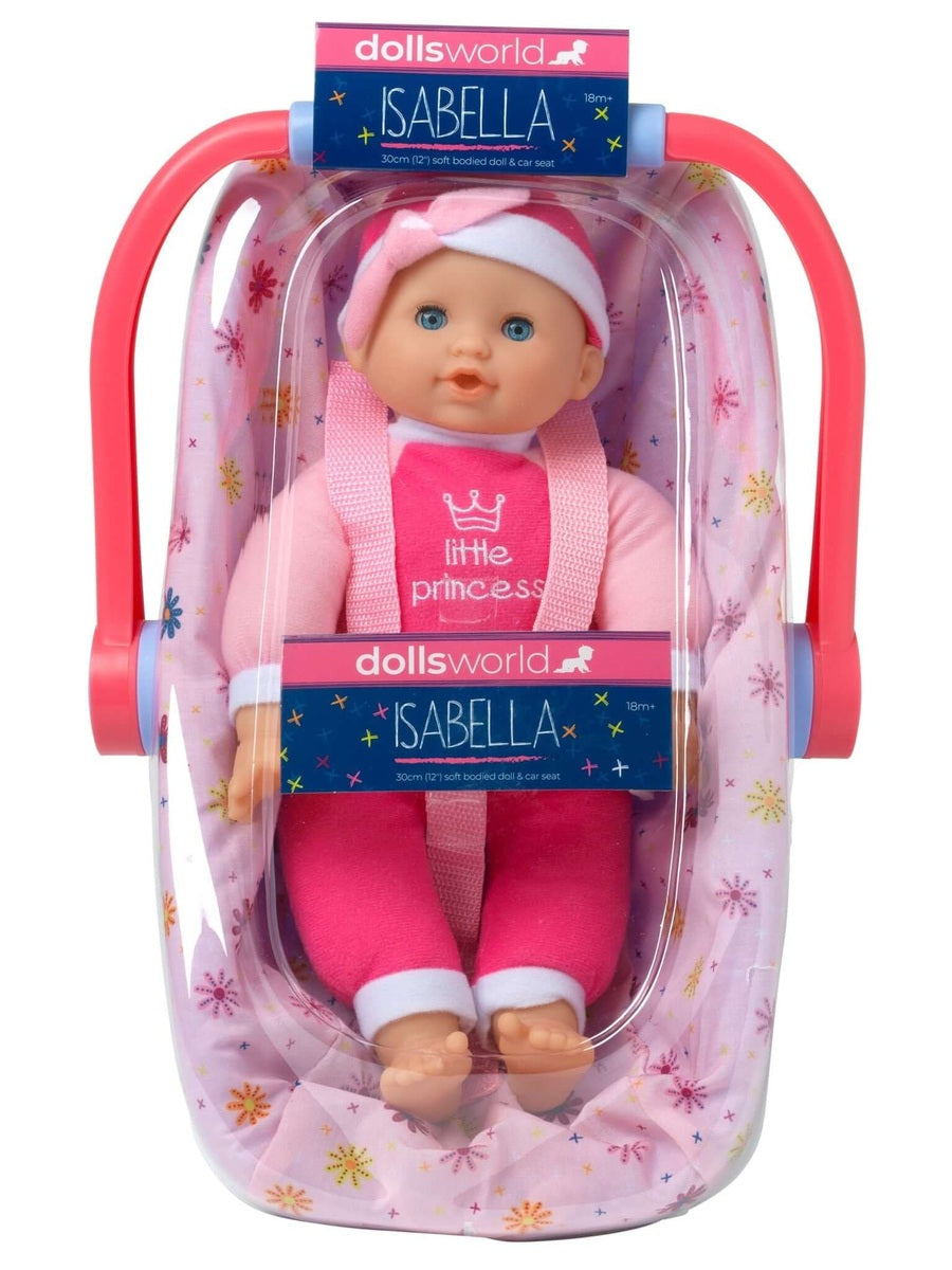 Dollsworld Isabella – 30cm Soft Bodied Doll with Rocking Infant Carrier John Adams Mama's Joy