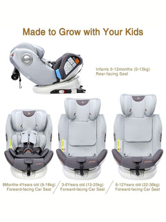 Globalkids 360 Degree Rotating Baby Car Seat ISOFIX Top Tether, Grey Globalkids Mama's Joy