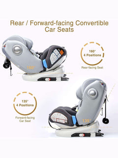 Globalkids 360 Degree Rotating Baby Car Seat ISOFIX Top Tether, Grey Globalkids Mama's Joy