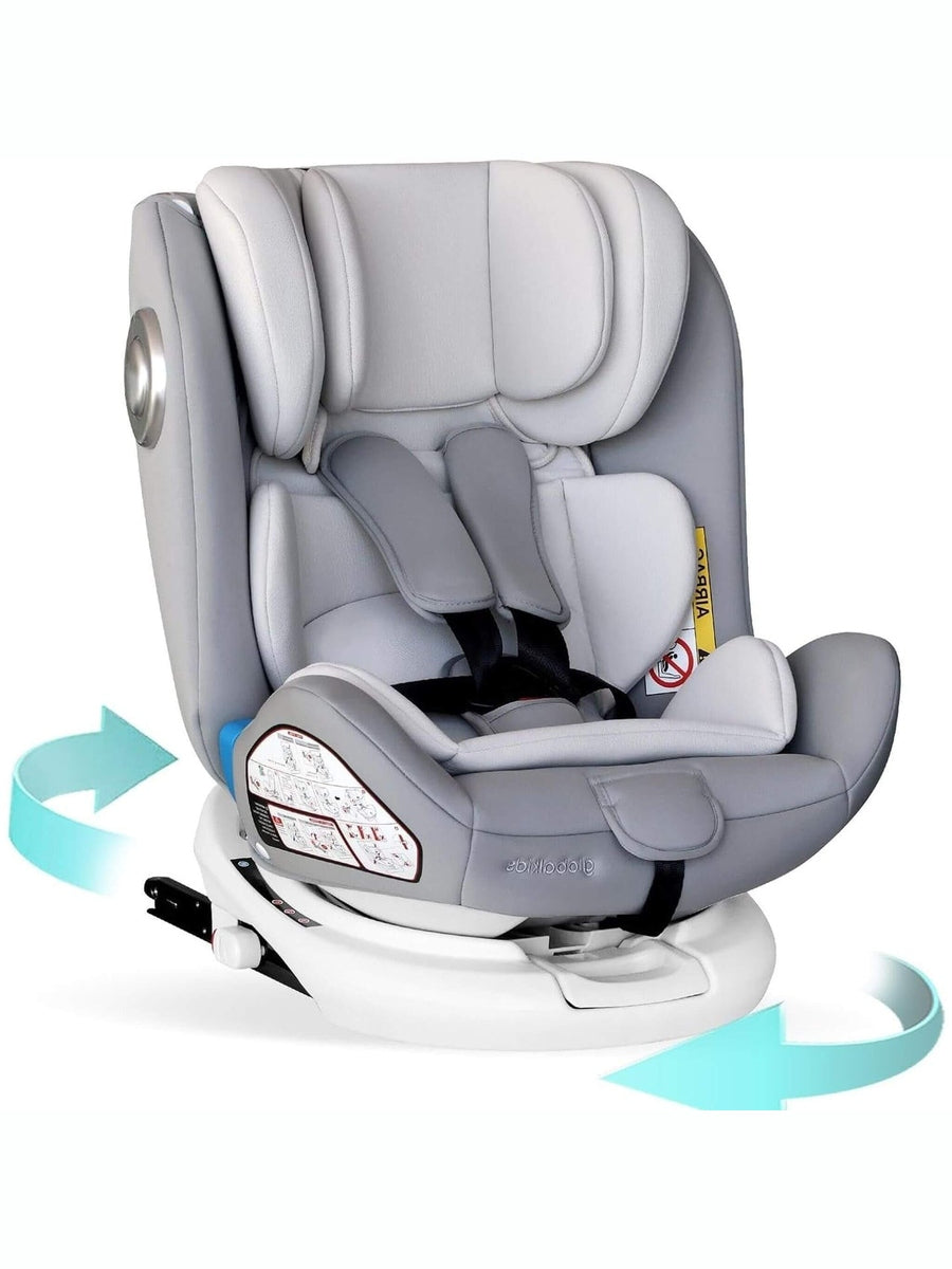 Globalkids 360 Degree Rotating Baby Car Seat ISOFIX Top Tether, Grey Globalkids Mama's Joy