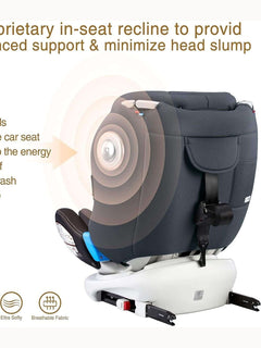 Globalkids 360 Degree Rotating Baby Car Seat ISOFIX Top Tether, Grey Globalkids Mama's Joy