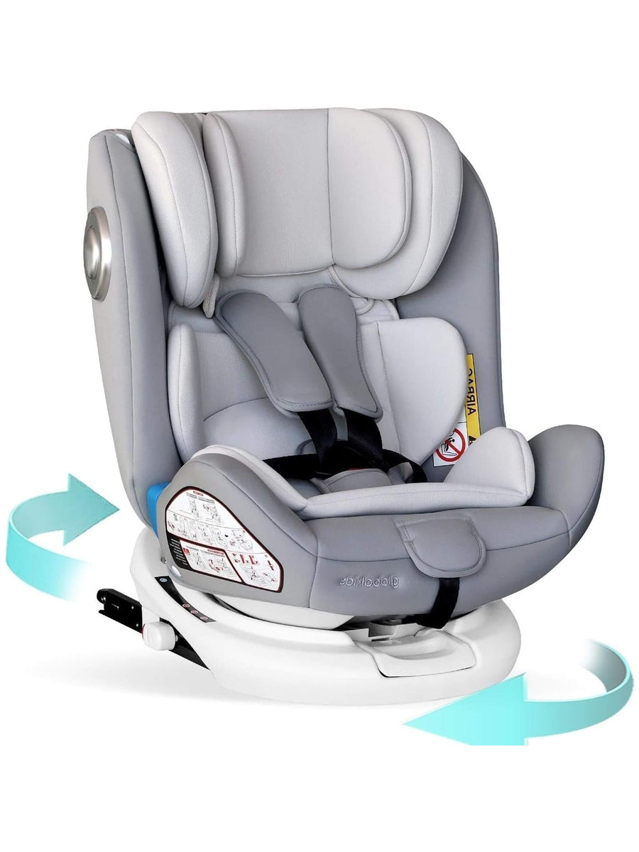 Globalkids 360 Degree Rotating Baby Car Seat ISOFIX Top Tether, Grey Globalkids Mama's Joy