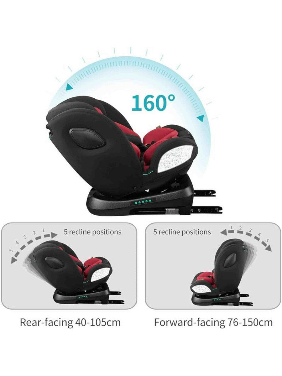 Globalkids 360 Degree Rotating ISOFIX Baby Car Seat with Top Tether Red Globalkids Mama's Joy