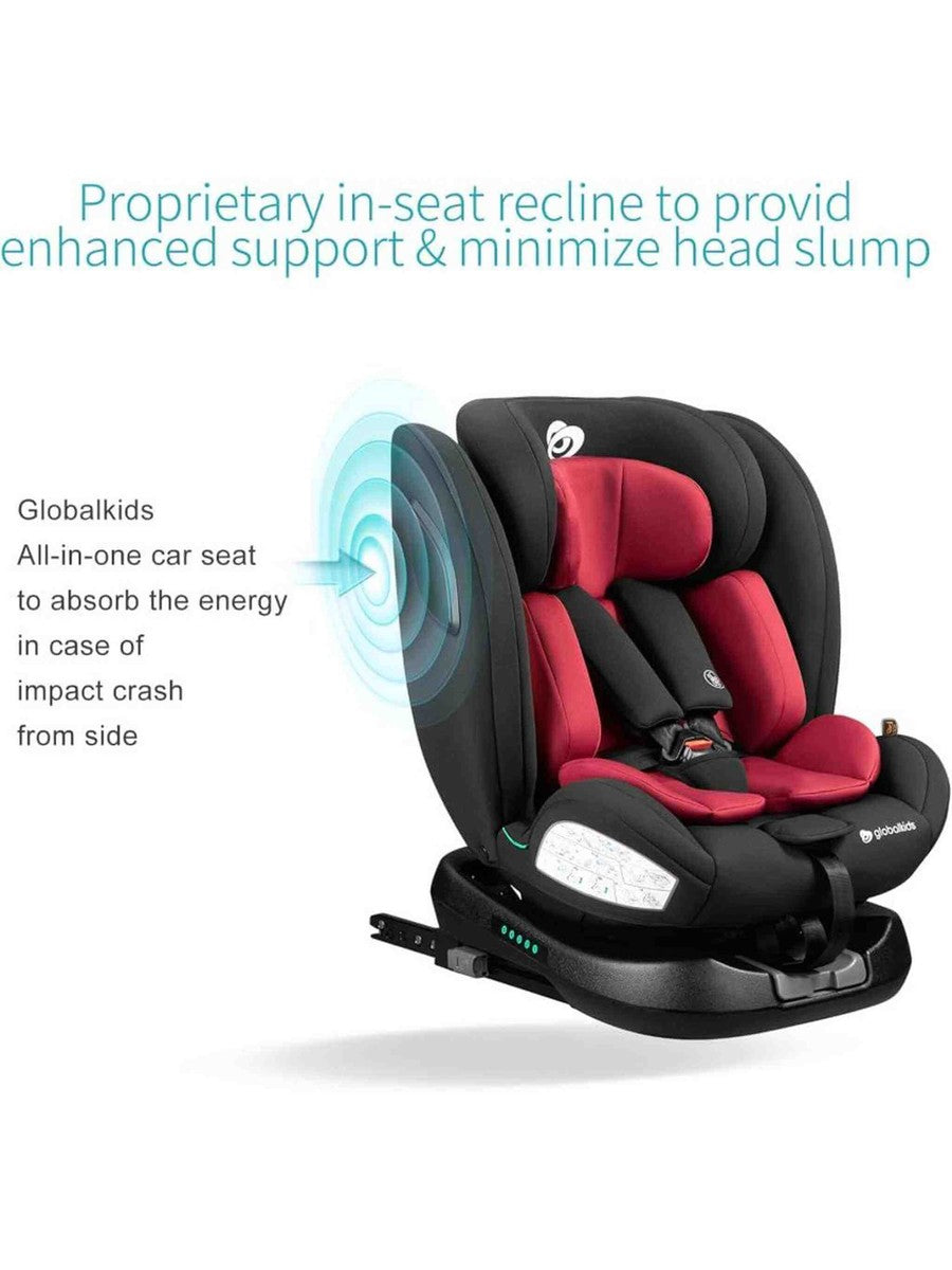 Globalkids 360 Degree Rotating ISOFIX Baby Car Seat with Top Tether Red Globalkids Mama's Joy