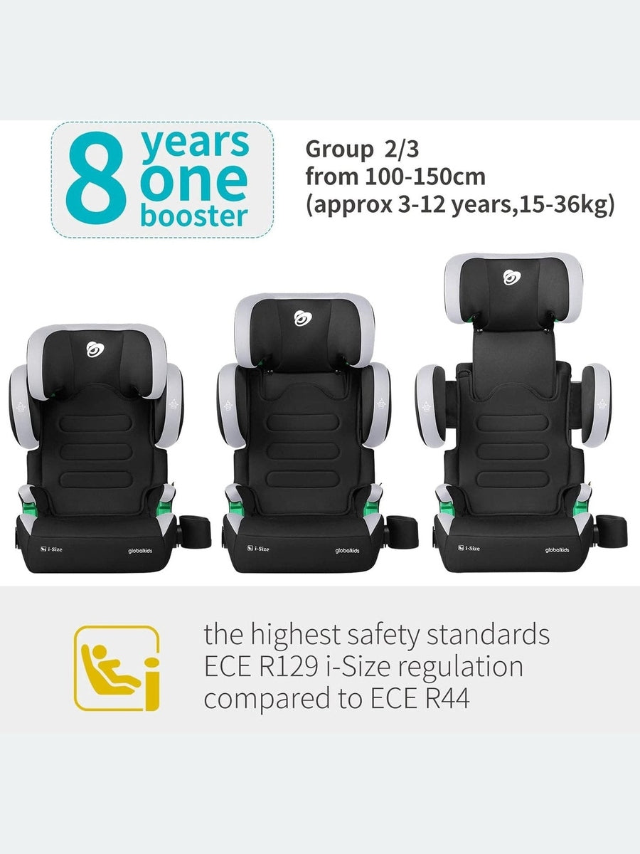 Globalkids Toddler i-Size High Back Booster Car Seat ISOFIX Black Globalkids Mama's Joy