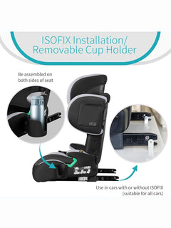 Globalkids Toddler i-Size High Back Booster Car Seat ISOFIX Black Globalkids Mama's Joy