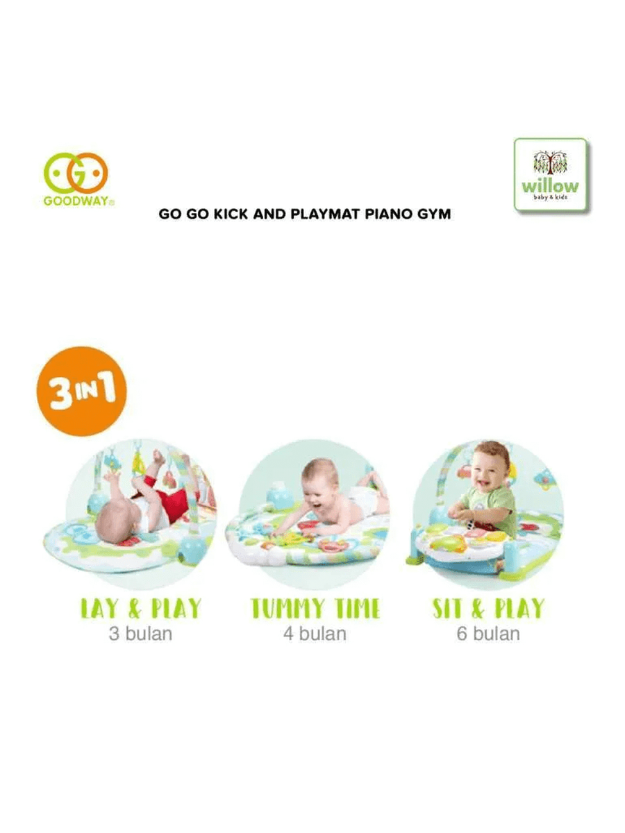 Goodway - Go!Go! Baby Play Mat Piano Gym Activity Toys Blue for 3 Months Goodway Mama's Joy