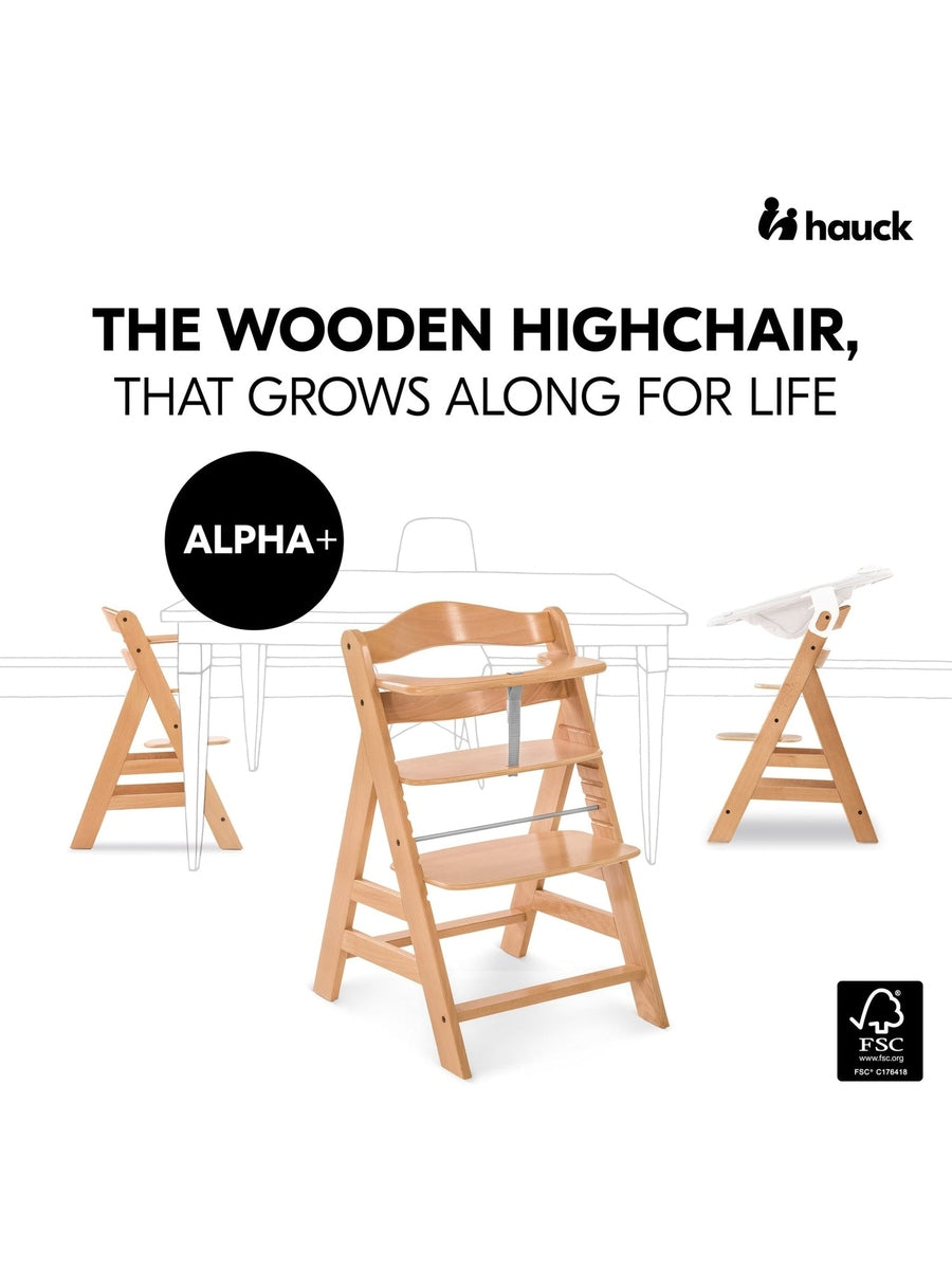 Hauck Alpha+ Economy High Chair Bundle - Wooden High Chair - Beech Natural Hauck Mama's Joy