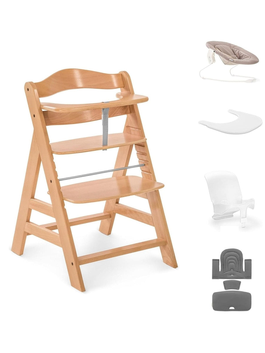 Hauck Alpha+ Economy High Chair Bundle - Wooden High Chair - Beech Natural Hauck Mama's Joy