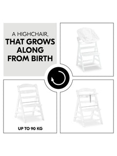 Hauck Alpha+ Premium Bundle Wooden High Chair - Beech White