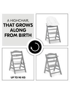 Hauck Alpha+ Premium Bundle Wooden High Chair - Beech Grey