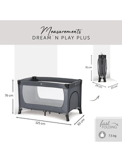 Hauck Dream N Play Plus Travel Cot - Grey Hauck Mama's Joy