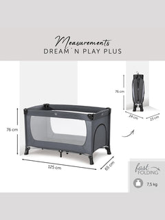 Hauck Dream N Play Plus Travel Cot - Grey