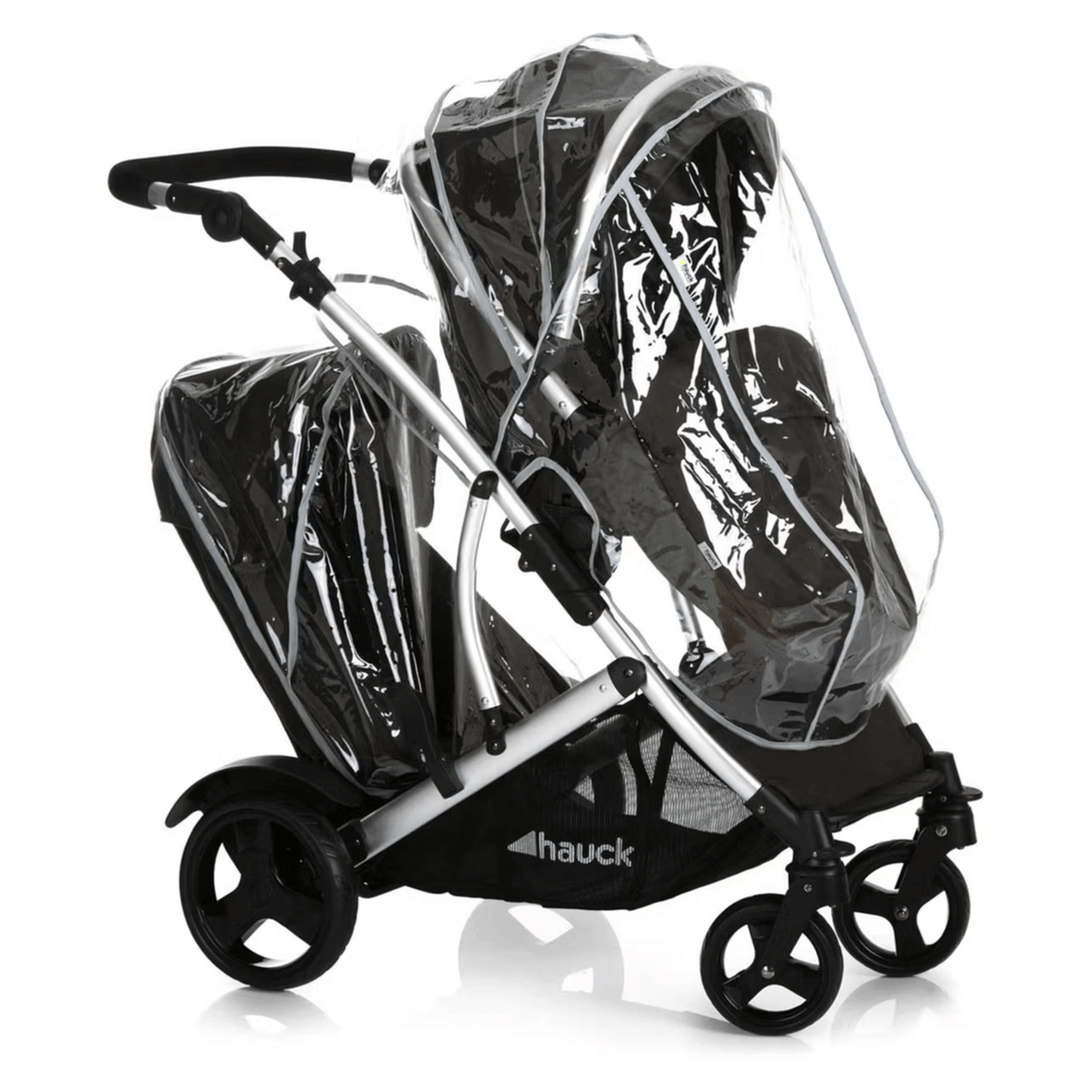 Hauck Duett 2 Tandem Pushchair Black – 2 in 1 Double Stroller for Newborn and Toddler