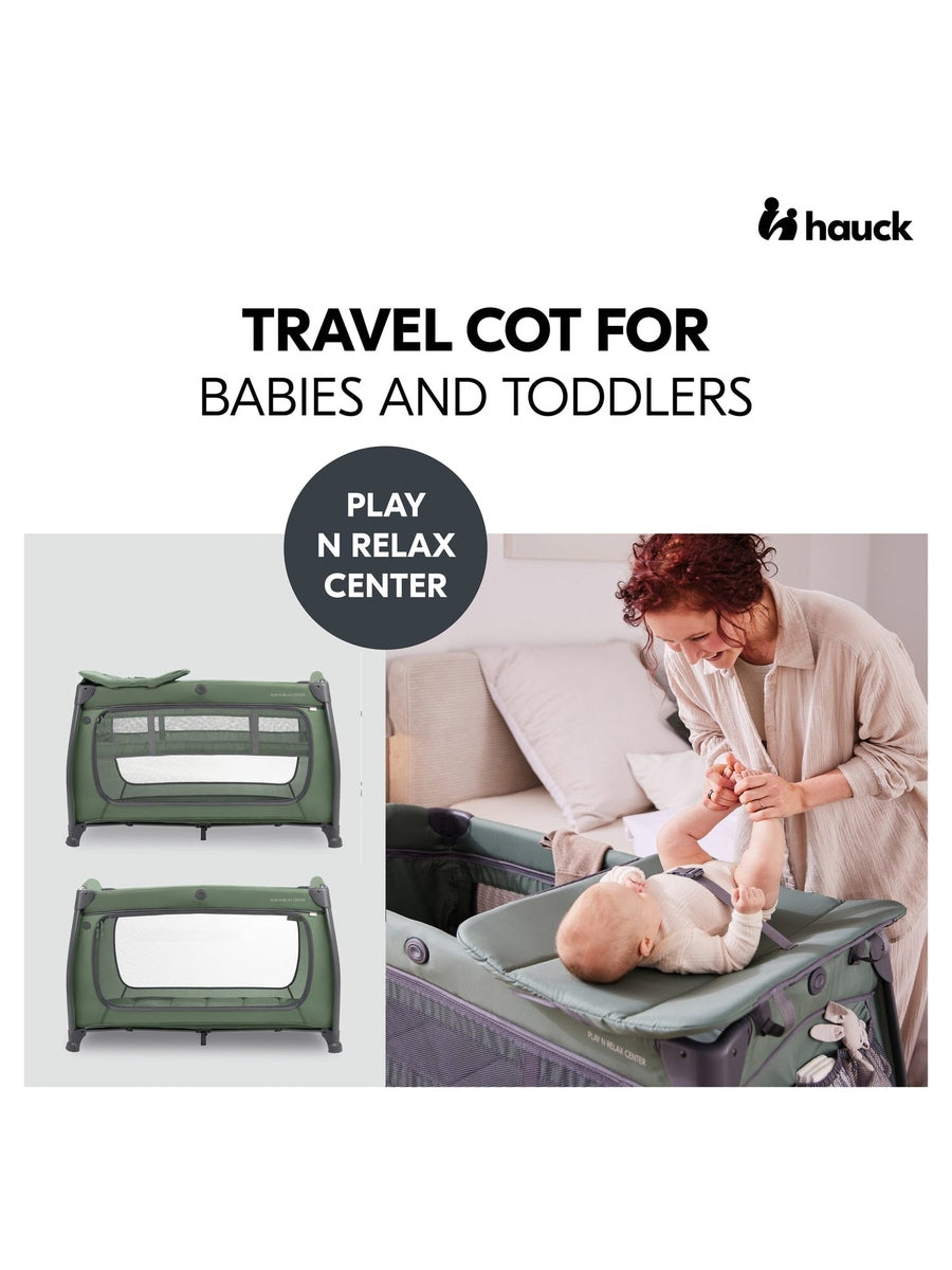 Hauck Play N Relax Center Travel Cot - Dark Green Hauck Mama's Joy