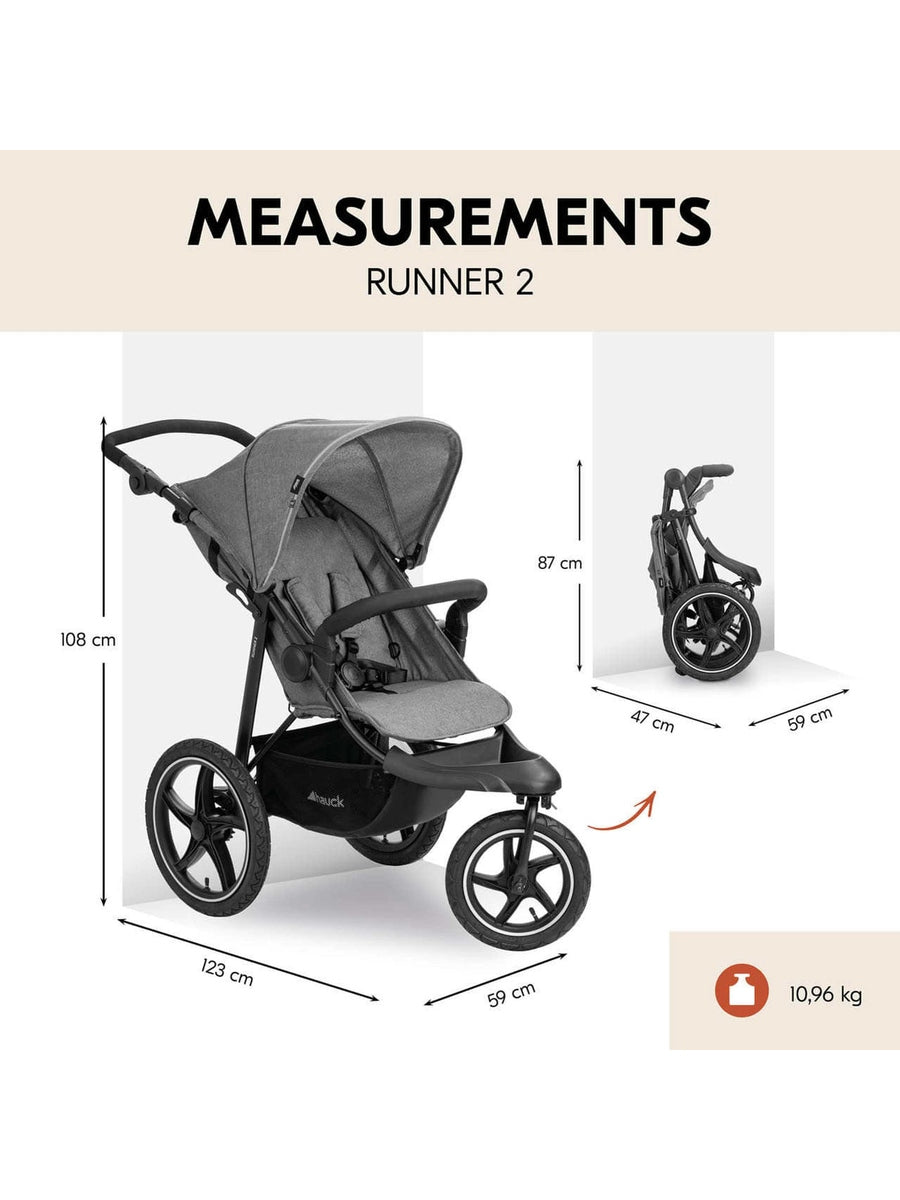 Hauck Runner 2 - All-Terrain Pushchair - Melange Grey Hauck Mama's Joy