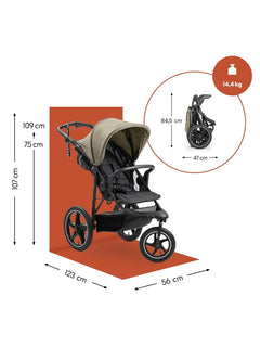 Hauck Runner 3 All-Terrain Pushchair with Handbrake and Air Wheels - Olive Hauck Mama's Joy
