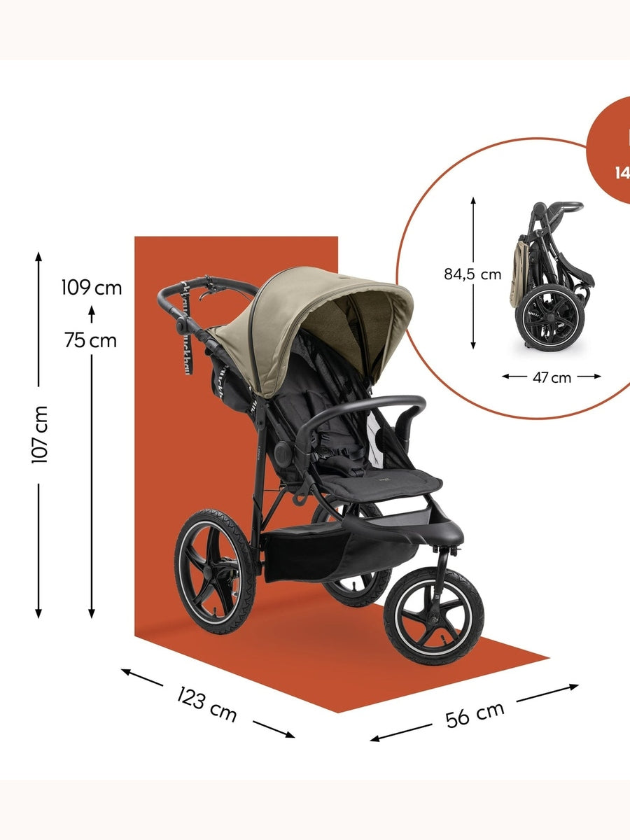 Hauck Runner 3 - All-Terrain Pushchair with Handbrake & Air Wheels - Olive Hauck Mama's Joy