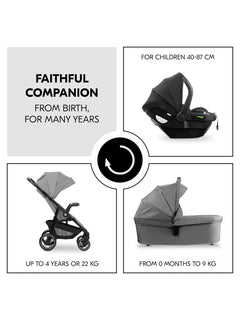 Hauck Shop N Care Trio Set - Pushchair, Car Seat, & Carrycot - Grey Hauck Mama's Joy