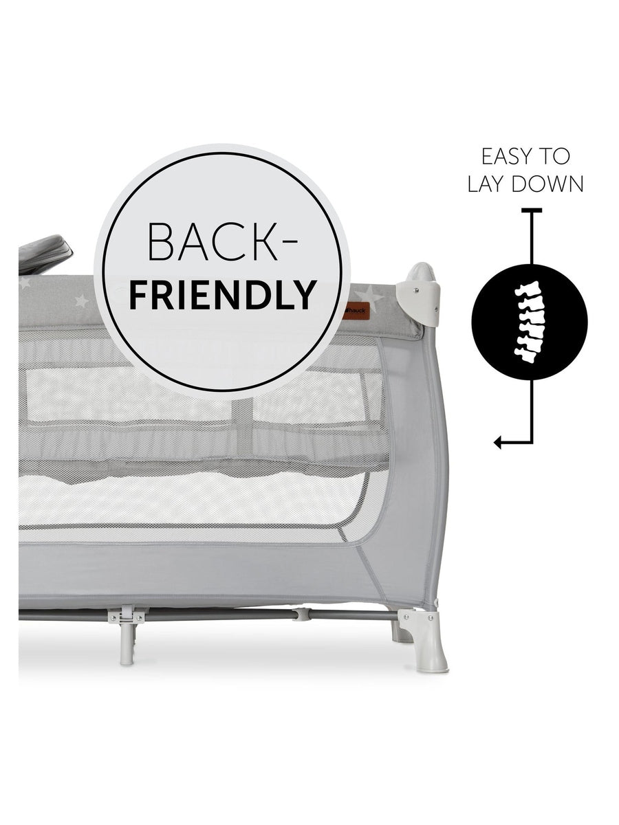Hauck Sleep N Play Center - Travel Cot & Playpen - Grey Stars Hauck Mama's Joy