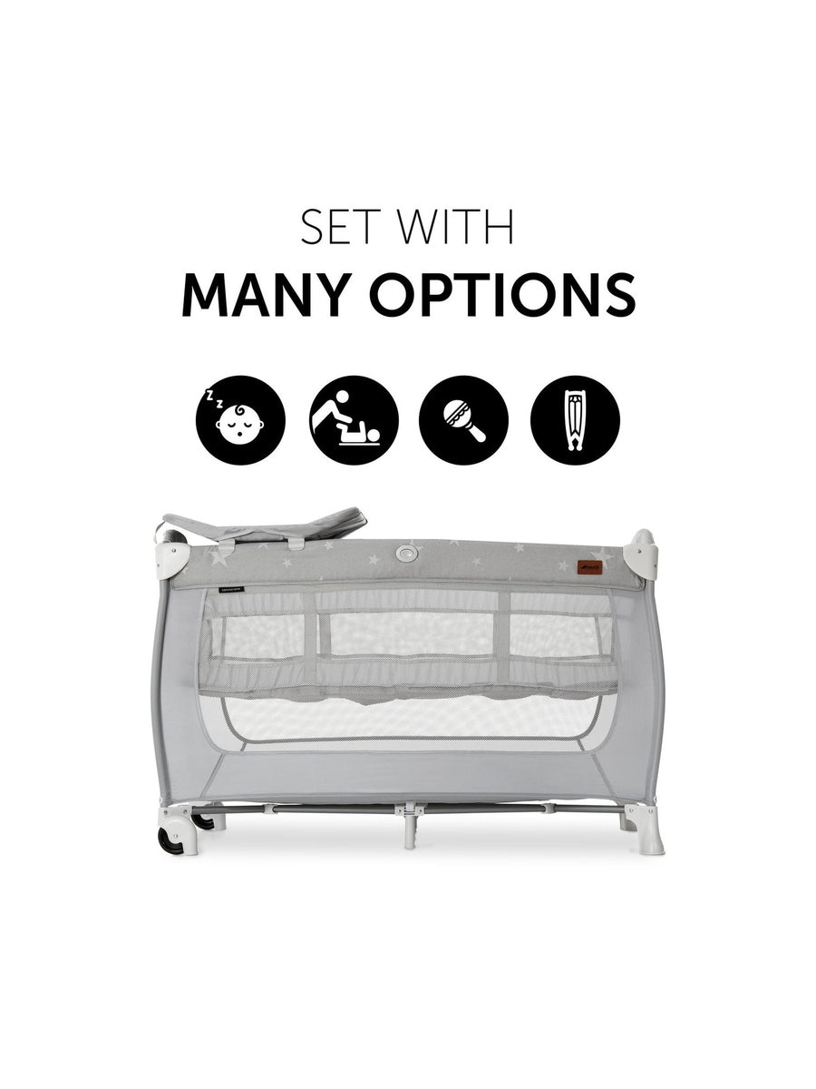 Hauck Sleep N Play Center - Travel Cot & Playpen - Grey Stars Hauck Mama's Joy