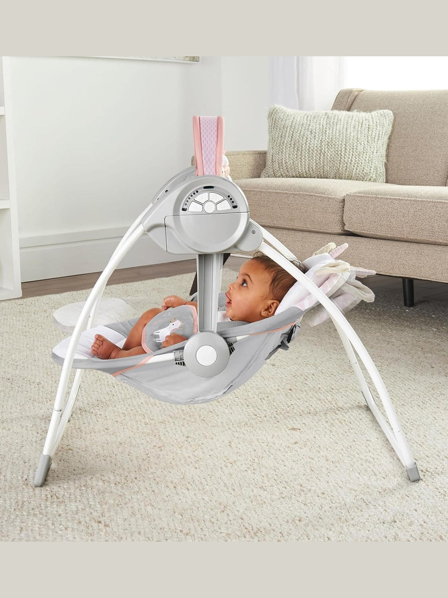 Ingenuity Comfort 2 Go Portable Swing – Unicorn Ingenuity Mama's Joy