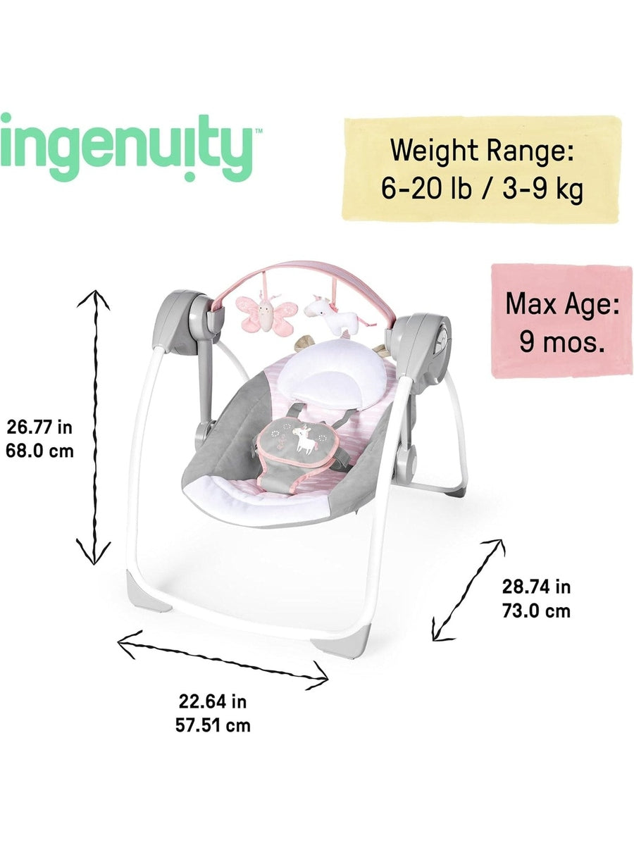 Ingenuity Comfort 2 Go Portable Swing – Unicorn Ingenuity Mama's Joy