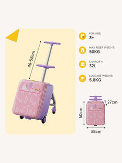 JoviKids 3-in-1 Ride On Luggage – JoyRide Kids Suitcase & Stroller - Pink Jovikids Mama's Joy