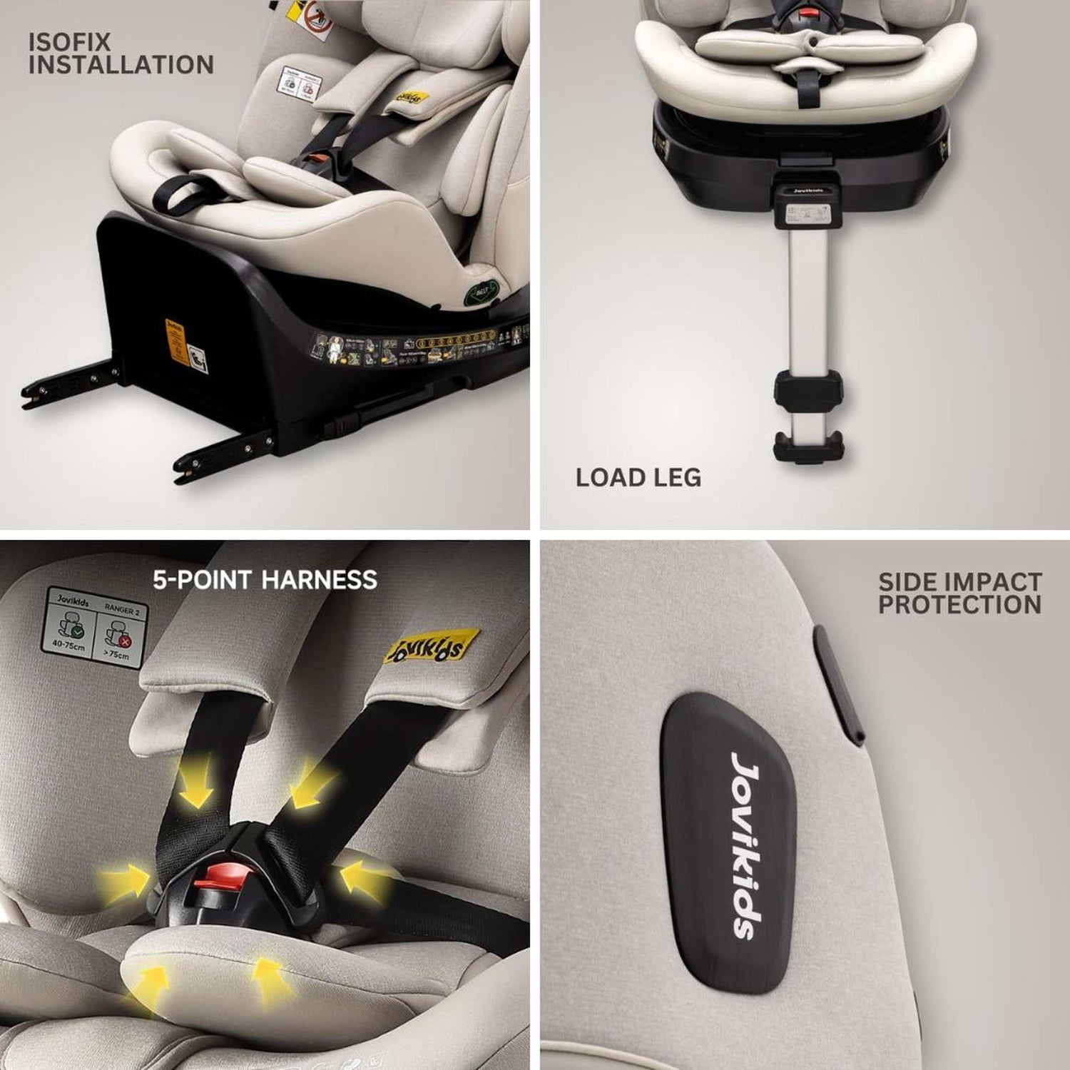 JoviKids Ranger 2 i-Size Car Seat with Leg Extension Cushion - Milkstone Jovikids Mama's Joy