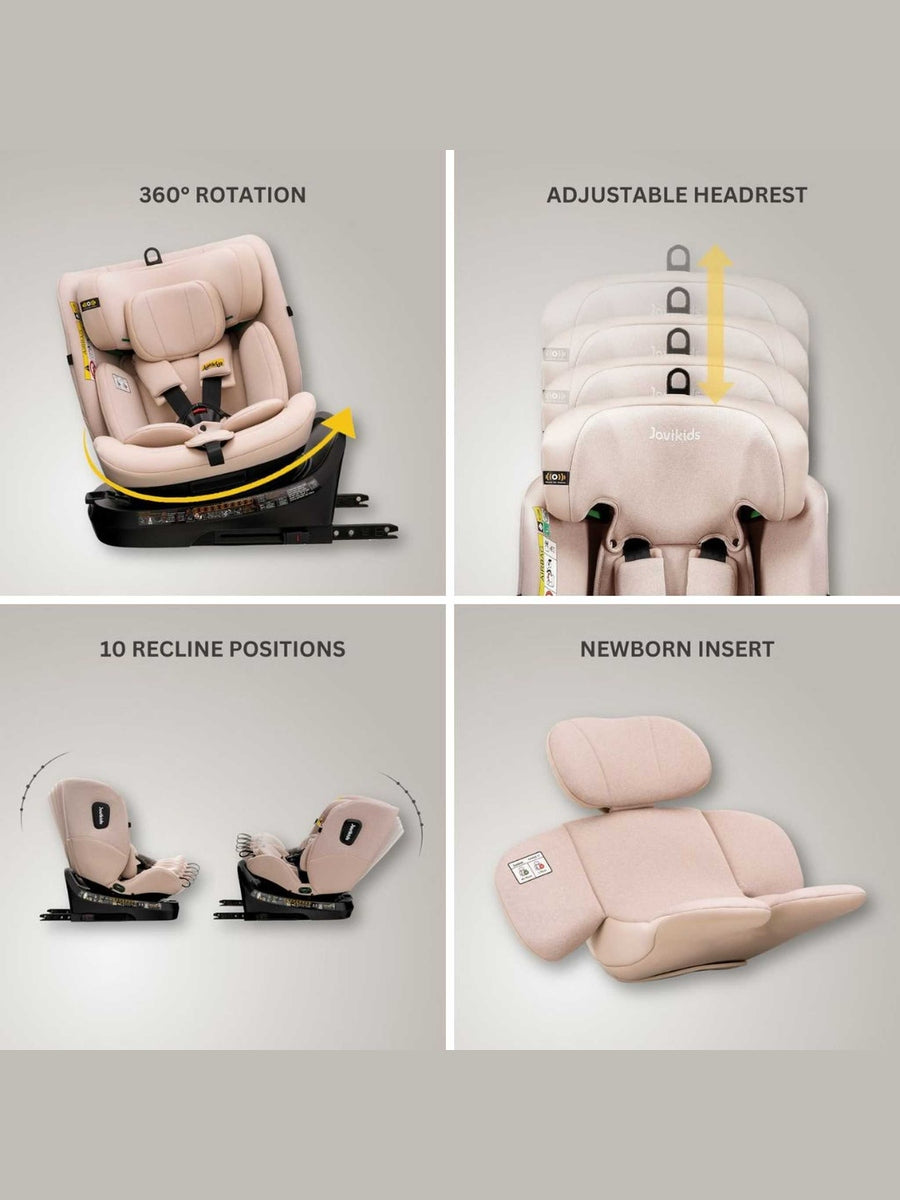 JoviKids Ranger TT 360 Spin ISOFIX Car Seat R129 i-Size Birth to 12 Years Rosewood Jovikids Mama's Joy