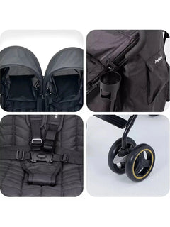 Jovikids Ezra Twin Umbrella Folding Stroller - Shadow Black