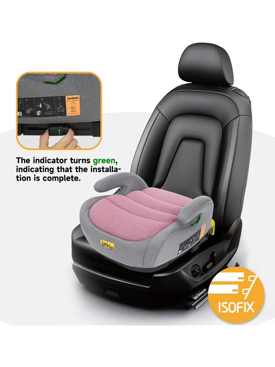 Jovikids OHHO i-Size Car Seat Booster, ISOFIX from 3 to 12 Years- Pink