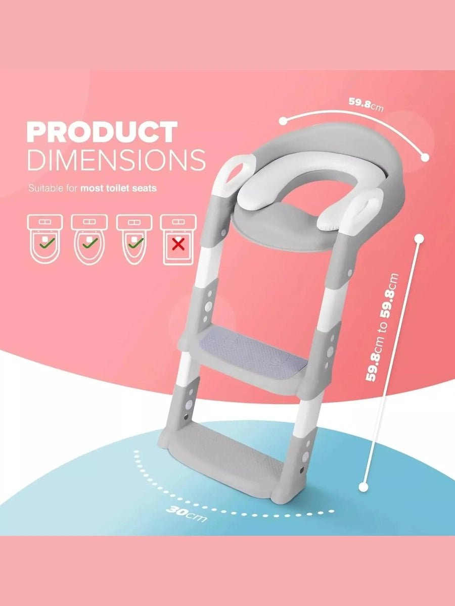 KIDOOLA Adjustable Potty Ladder Seat for Toilet Training with Steps - Handle Grey Kidoola Mama's Joy