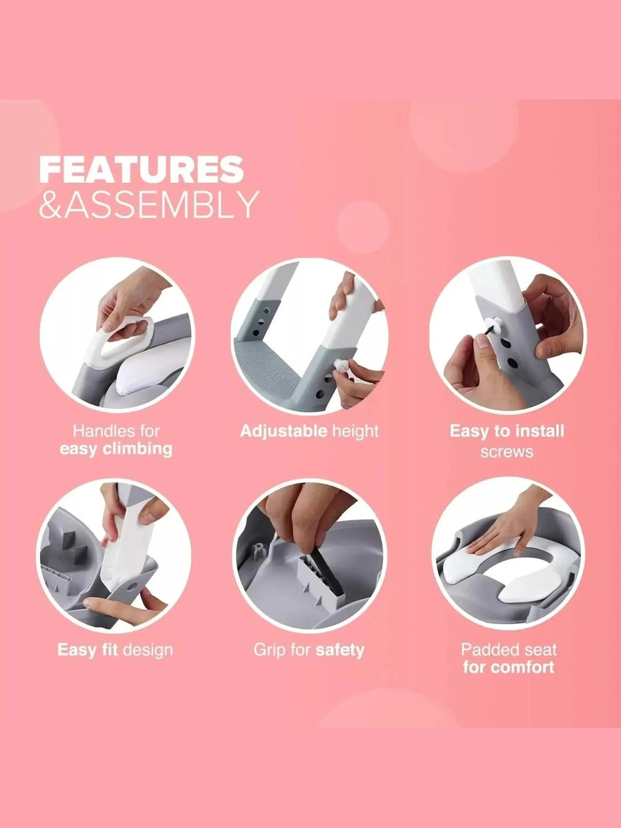 KIDOOLA Adjustable Potty Ladder Seat for Toilet Training with Steps - Handle Grey Kidoola Mama's Joy