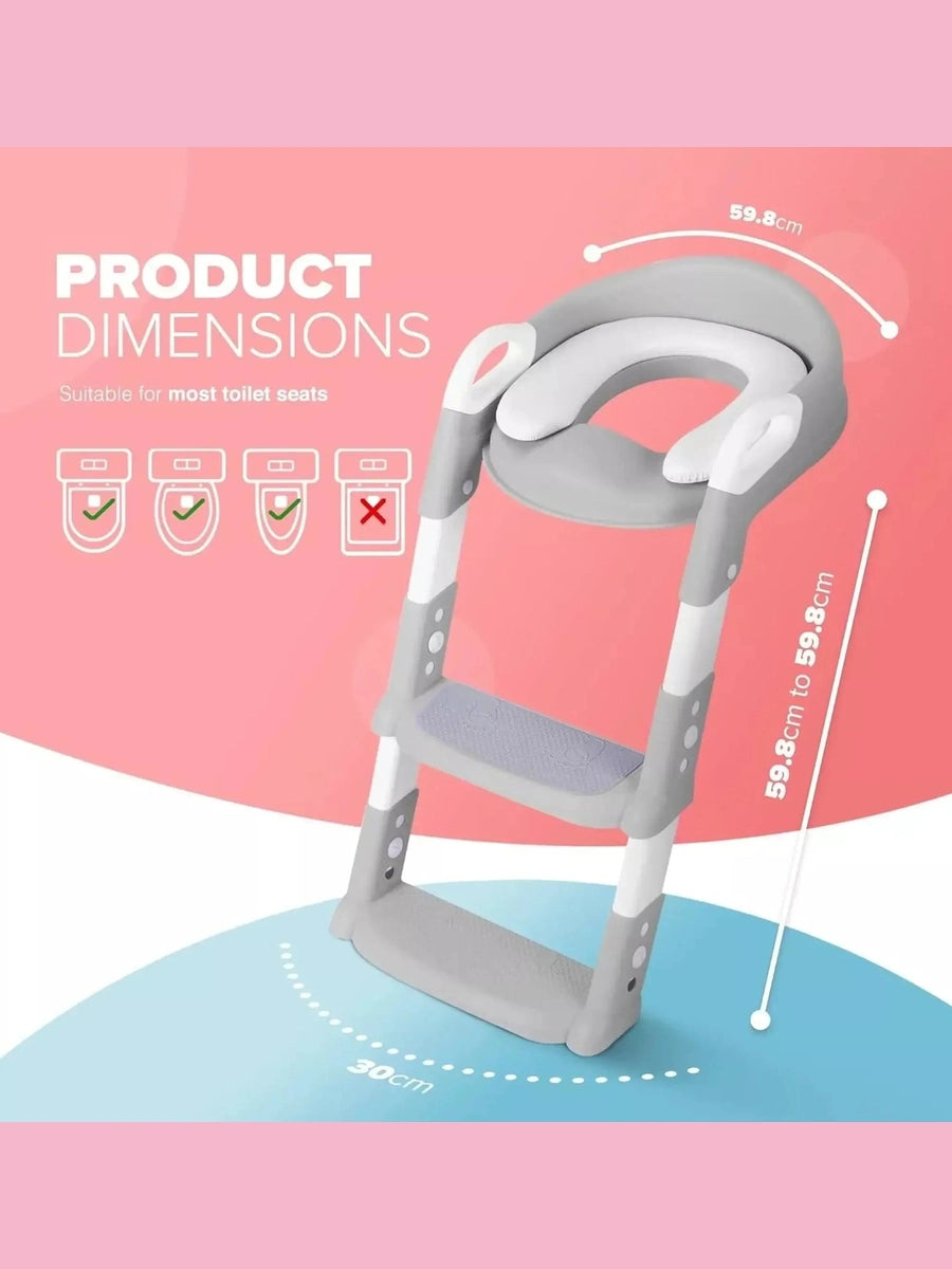 KIDOOLA Adjustable Potty Ladder Seat for Toilet Training with Steps - Handle Grey Kidoola Mama's Joy
