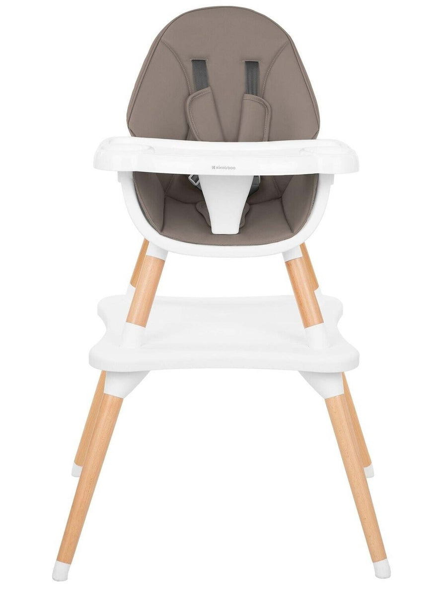 KikkaBoo Multi 3 in 1 Wooden Baby Highchair Table Set 4-Position Tray Dark Beige KikkaBoo Mama's Joy