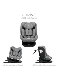 KikkaBoo i-Drive 360° Rotating Baby Child Car Seat i-Size ISOFIX - Dark Grey KikkaBoo Mama's Joy