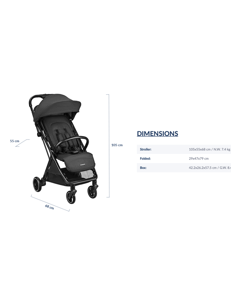 Kikkaboo Lauren Baby Stroller/ Pushchair Cabin-Approved Stroller - Light Grey KikkaBoo Mama's Joy