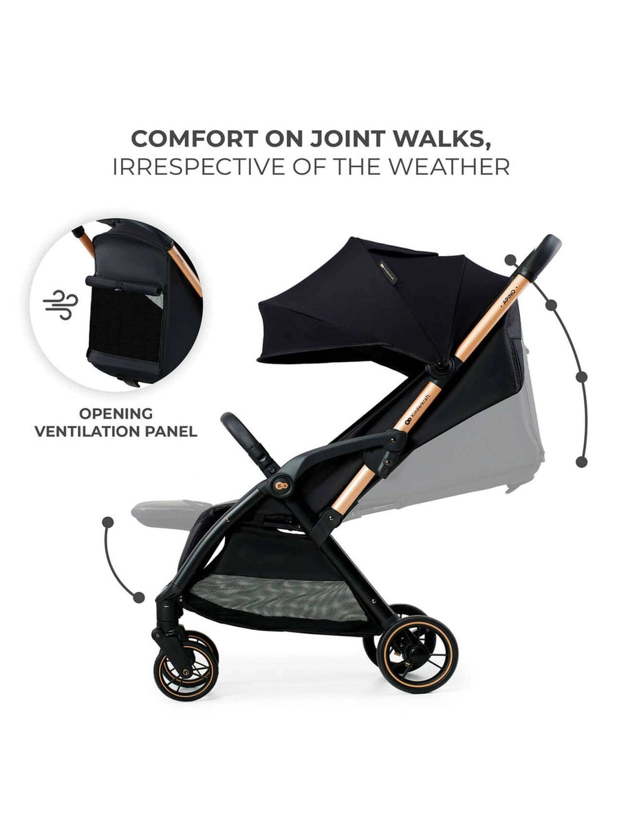 Kinderkraft Apino Compact Baby Stroller Pushchair Raven Black Kinderkraft Mama's Joy