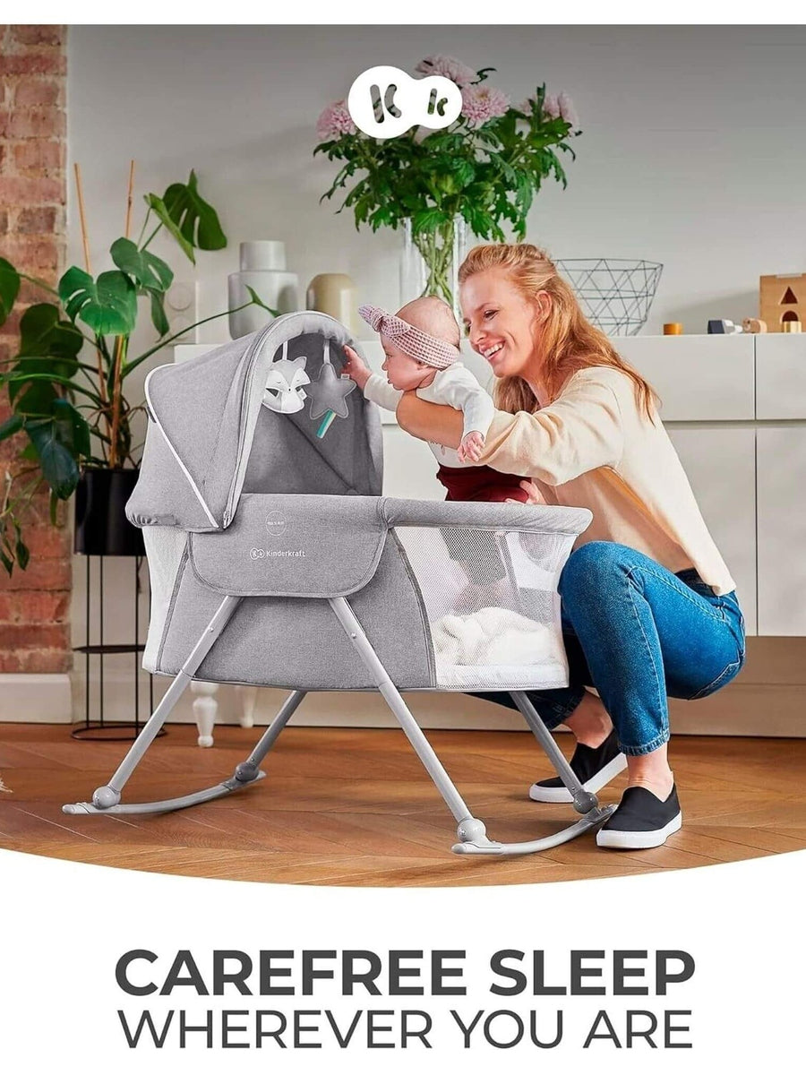 Kinderkraft Baby Crib 3 in 1 LOVI Cradle Travel Cot Rocker Portable - Grey Kinderkraft Mama's Joy