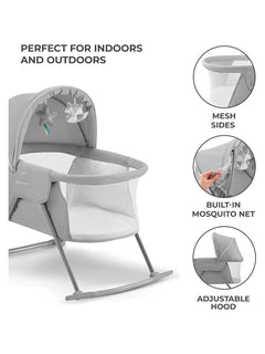Kinderkraft Baby Crib 3 in 1 LOVI Cradle Travel Cot Rocker Portable - Grey Kinderkraft Mama's Joy