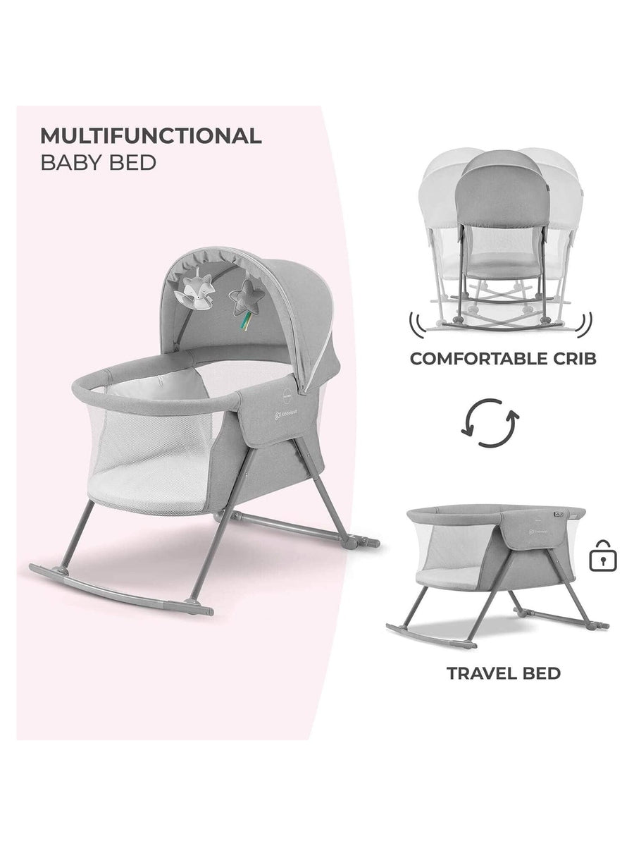 Kinderkraft Baby Crib 3 in 1 LOVI Cradle Travel Cot Rocker Portable - Grey Kinderkraft Mama's Joy