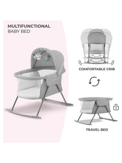 Kinderkraft Baby Crib 3 in 1 LOVI Cradle Travel Cot Rocker Portable - Grey Kinderkraft Mama's Joy