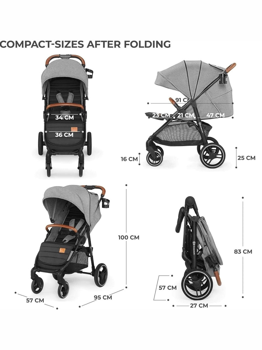 Kinderkraft Grande Plus Toddler Pushchair Pram Stroller Foldable up to 22kg Grey Kinderkraft Mama's Joy